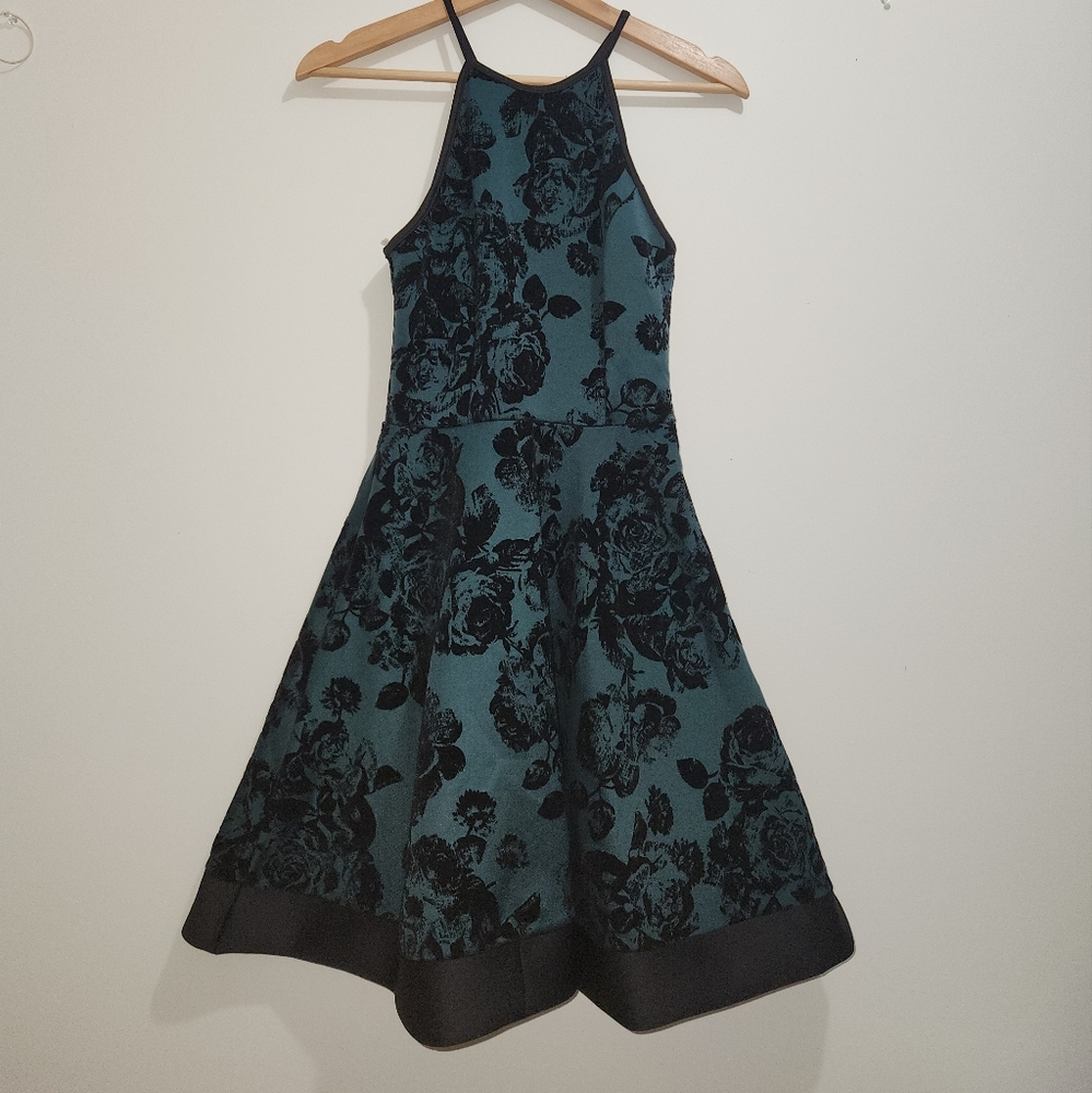 Eclipse Dress in Teal and Black Floral